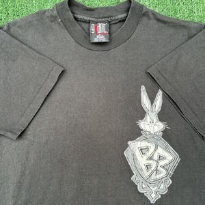 Vintage Giant Bugs Bunny T-Shirt Mens Medium Black Single Stitch Hip Hop Rap 90s